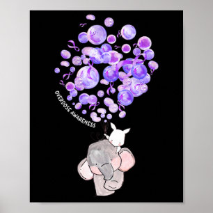 Poster Un Eléphant Mignon Explose Des Ballons Violets Sur