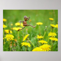 Un elfe d'maïs sautant sur des pissenlits sur le p