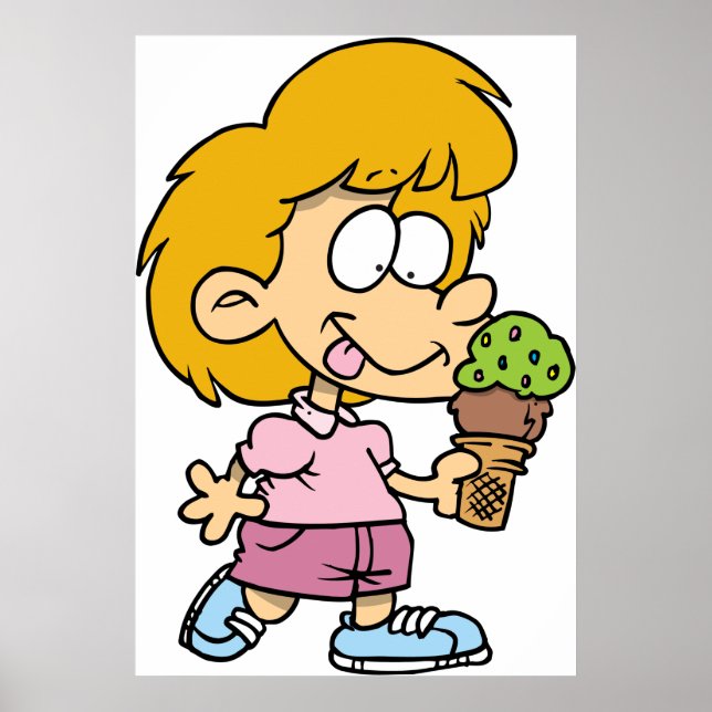 Poster Un Enfant Mange De La Crème De Glace (Devant)