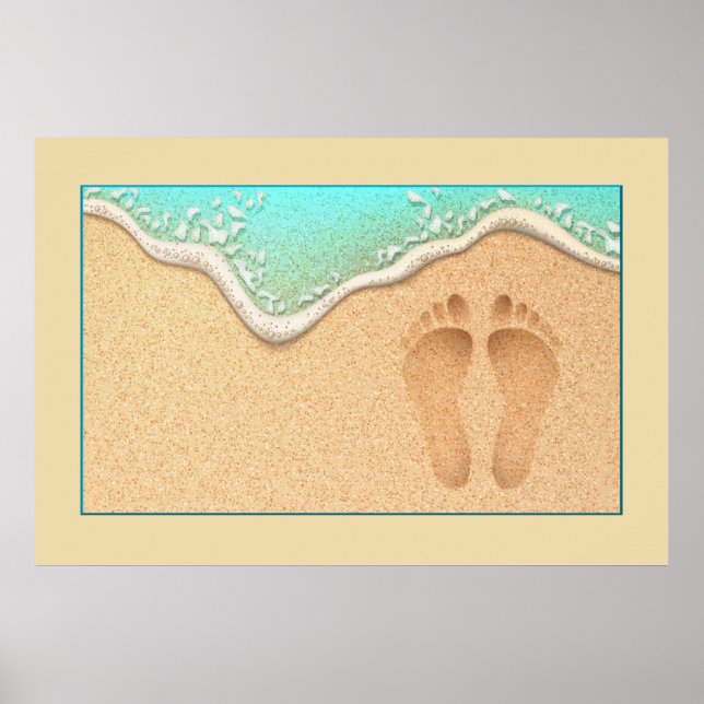 Poster Un ensemble de empreintes dans le sable (Devant)