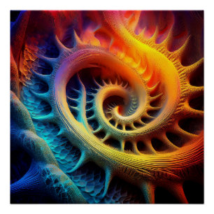 Poster Un ensemble de Mandelbrot fractal à pointes dorées