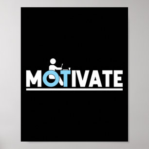 Poster Un ergothérapeute motive le fauteuil roulant