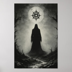 Poster Un fantôme démon maudit devant son symbole roi