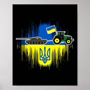 Poster Un fermier ukrainien vole un char Drapeau ukrainie