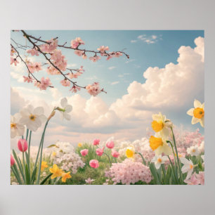 Poster Un fond floral printanier