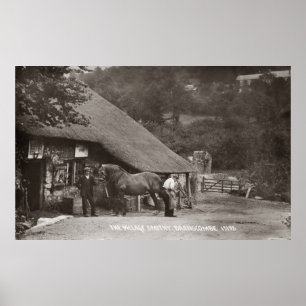 Poster Un forgeron du village avec un cheval