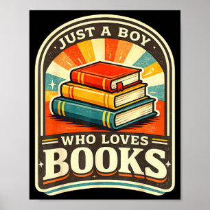 Poster Un garçon qui aime les livres bibliophile drôle bi