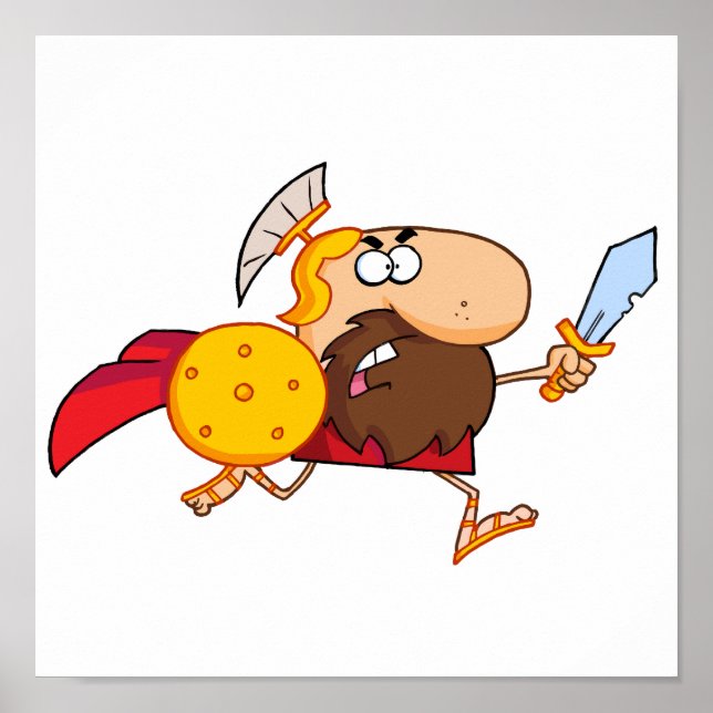 Poster Un Gladiateur Spartiate drôle en marche (Devant)