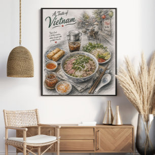 Poster Un goût du Vietnam Pho vietnamien et rue