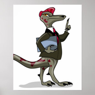 Poster Un Greffier De Caricature Iguanodon.