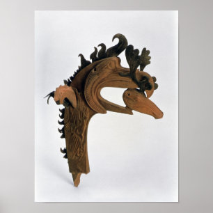 Poster Un griffon tenant un cerf commun dans son bec