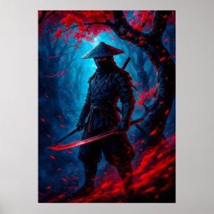 Poster Un guerrier de Samurai avec un Imaginaire de Katan