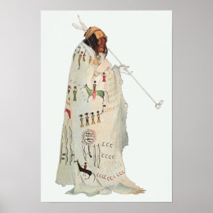 Poster Un guerrier indien avec portrait de tuyau par Karl