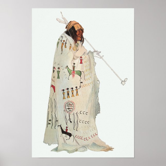 Poster Un guerrier indien avec portrait de tuyau par Karl (Devant)