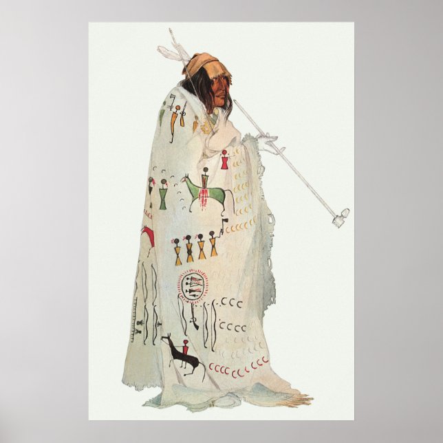 Poster Un guerrier indien avec portrait de tuyau par Karl (Devant)