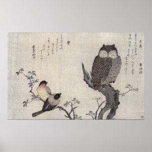 Poster Un hibou et deux taupiniers de l'est
