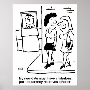 Poster Un homme conduit un rouleau compresseur - dessin a