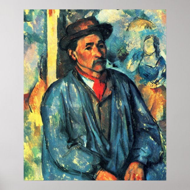Poster Un homme dans une fumée bleue - Paul Cezanne - c18 (Devant)