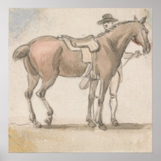 Poster Un homme et un cheval sauté - Paul Sandby - c1800