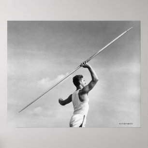 Poster Un homme lance Javelin