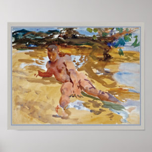 Poster Un homme sur la plage en Floride par John Singer S