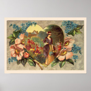 Poster Un jardin de fleurs Toile de Saint Valentin Imprim