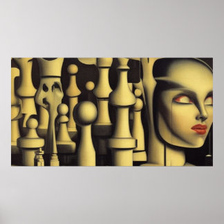 Poster Un jeu d'échecs abstrait surréaliste et moderne