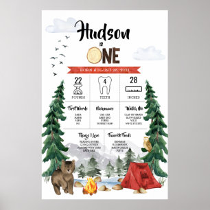 Poster Un joyeux Camper 1er Anniversaire Jalon Graphique