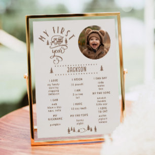 Poster Un joyeux campeur 1er anniversaire Photo Milestone