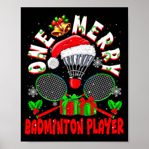 Poster Un joyeux joueur de badminton Noël Équipe Correspo