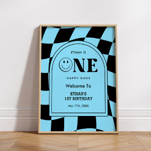 Poster Un joyeux Mec Happy Face Boy 1er anniversaire Bien
