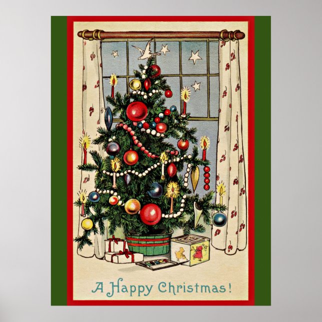 Poster Un joyeux Noël, illustration vintage, (Devant)