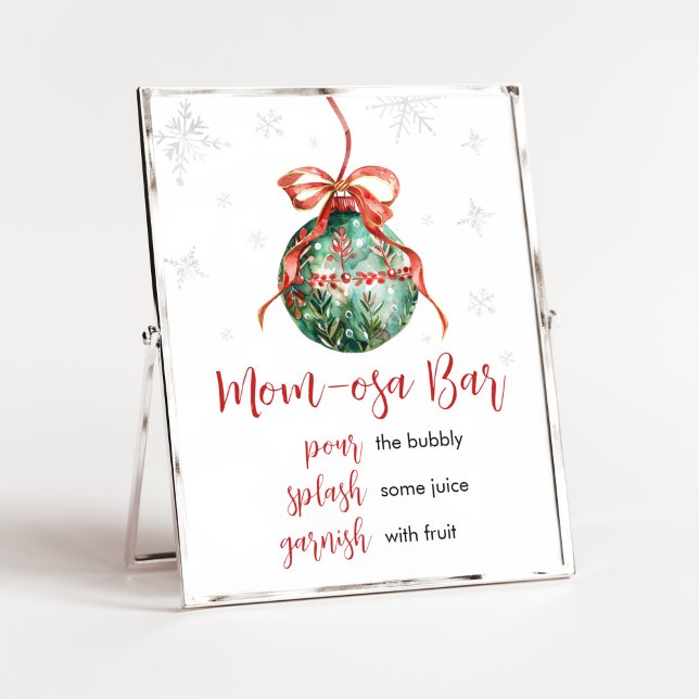 Poster Un joyeux petit Baby shower de Noël Maman Osa Bar (Merry Little Christmas Ornaments Baby Shower Mom Osa Bar Sign)