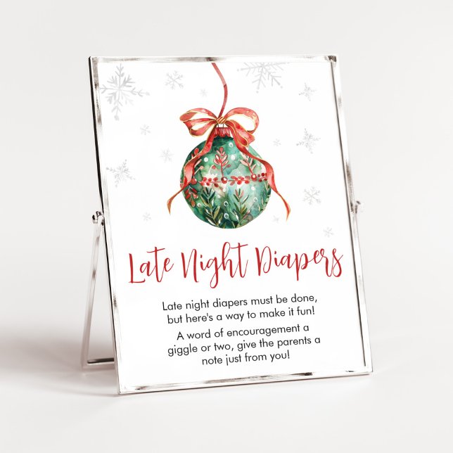 Poster Un Joyeux Petit Diaporama De Noël En Fin De Nuit (Merry Little Christmas Ornaments Baby Shower Late Night Diapers Sign)