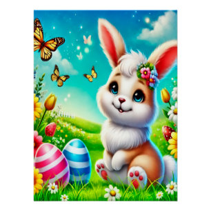 Poster Un lapin heureux