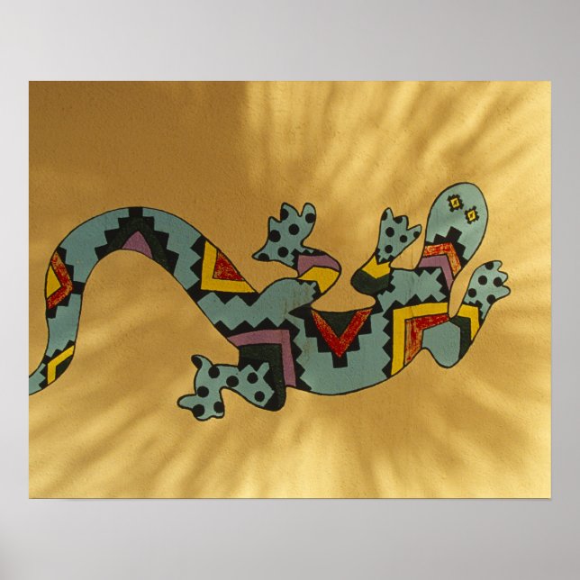 Poster Un lézard de gecko peint sur le mur, Tucson, Arizo (Devant)