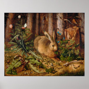 Poster Un lièvre dans la forêt par Hans Hoffmann
