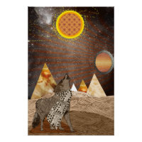 Un loup hurle devant une pleine lune