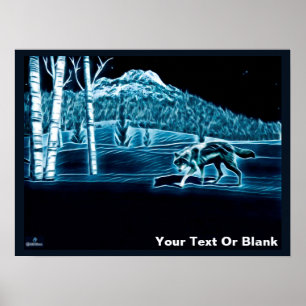 Poster Un Loup Sur Neige