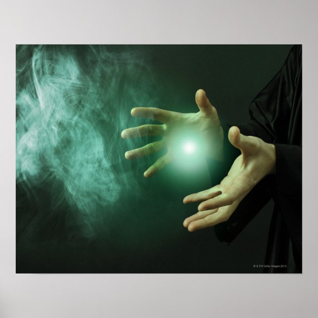Poster Un magicien d'imaginaire qui fait de la magie avec (Devant)