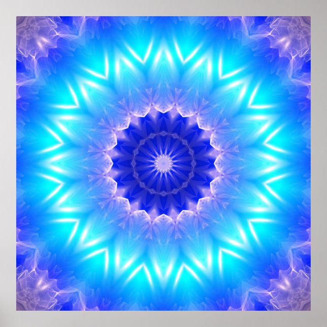 Poster un mandala cyan pour chakra à la gorge (communicat (Devant)