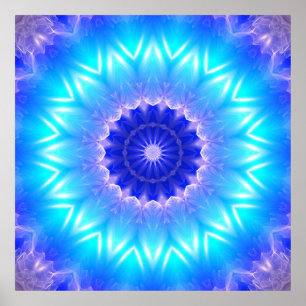Poster un mandala cyan pour le chakra de gorge