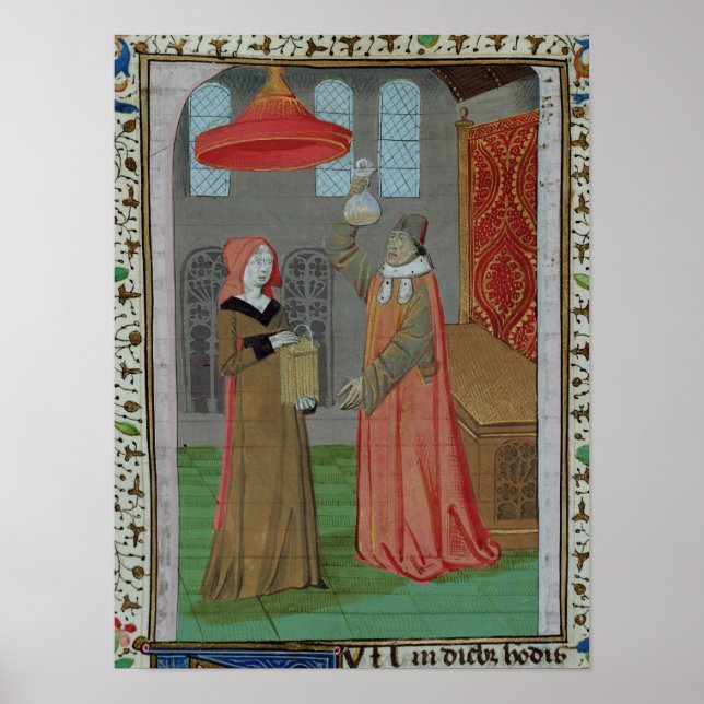 Poster Un médecin qui examine l'urine de St. Elizabeth (Devant)
