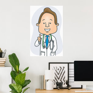 Poster Un médecin souriant qui donne des pouces avec du s