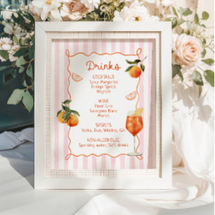 Poster Un menu de boissons dessinées à la main A Spritz O
