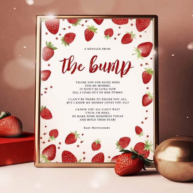 Poster Un Message Du Baby shower Bump Strawberry (Créateur téléchargé)