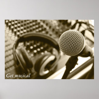 Poster Un microphone et un casque