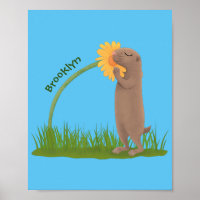 Un mignon chien de prairie reniflant la caricature