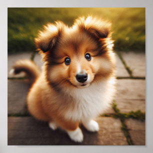 Poster Un mignon chiot Shetland Sheepdog