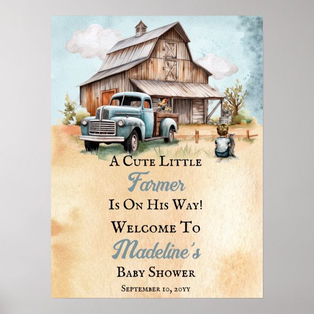 Poster Un Mignon Petit Agriculteur Est En Chemin De Baby  (Devant)